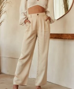 ET CLET Jaxon Cream Wide Leg Trousers CLOTHING