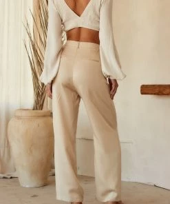 ET CLET Jaxon Cream Wide Leg Trousers CLOTHING