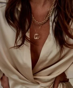 FAME Katia Clear Resin And Gold Chain Necklace New Arrivals