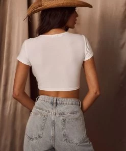 AFTER STITCH Lexy White Boning Tee CLOTHING