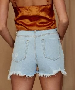 SIGNATURE 8 Aster Light Indigo Distressed Denim Shorts