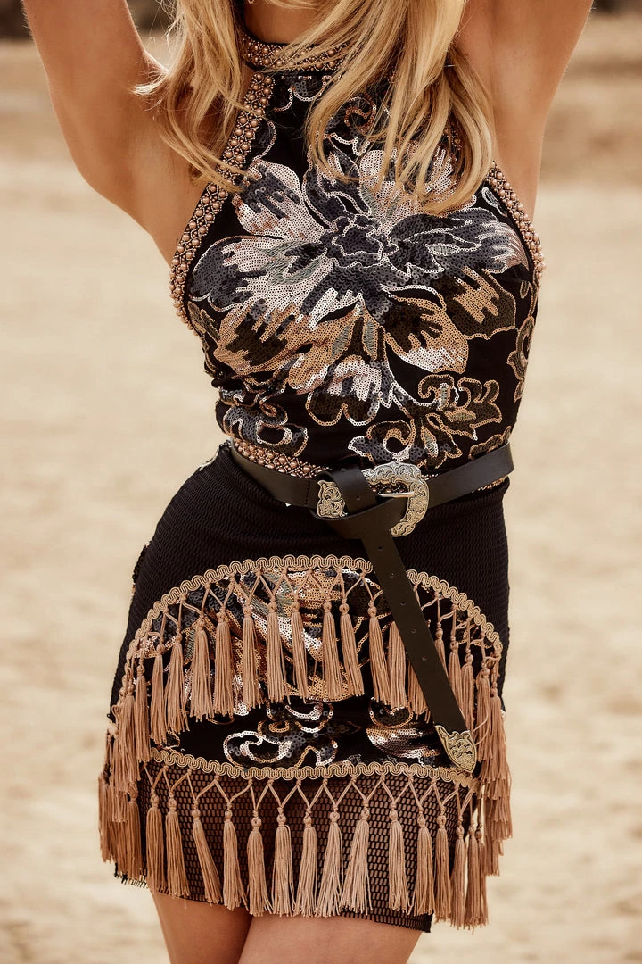 WINK Like Gold Dust Sequin Fringe Dress CLOTHING 10 WINK Like Gold Dust Sequin Fringe Dress CLOTHING