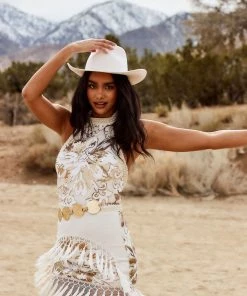 WINK CLOTHING Like Gold Dust White Sequin Fringe Dress