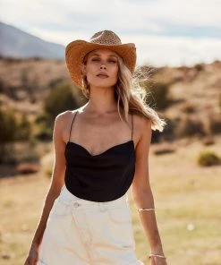 ET CLET London Time Black Satin Top CLOTHING