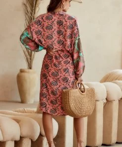 KARMA HIGHWAY Laguna Beach Pink & Teal Kimono