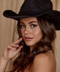 FAME Laney Black Suede Cowboy Hat