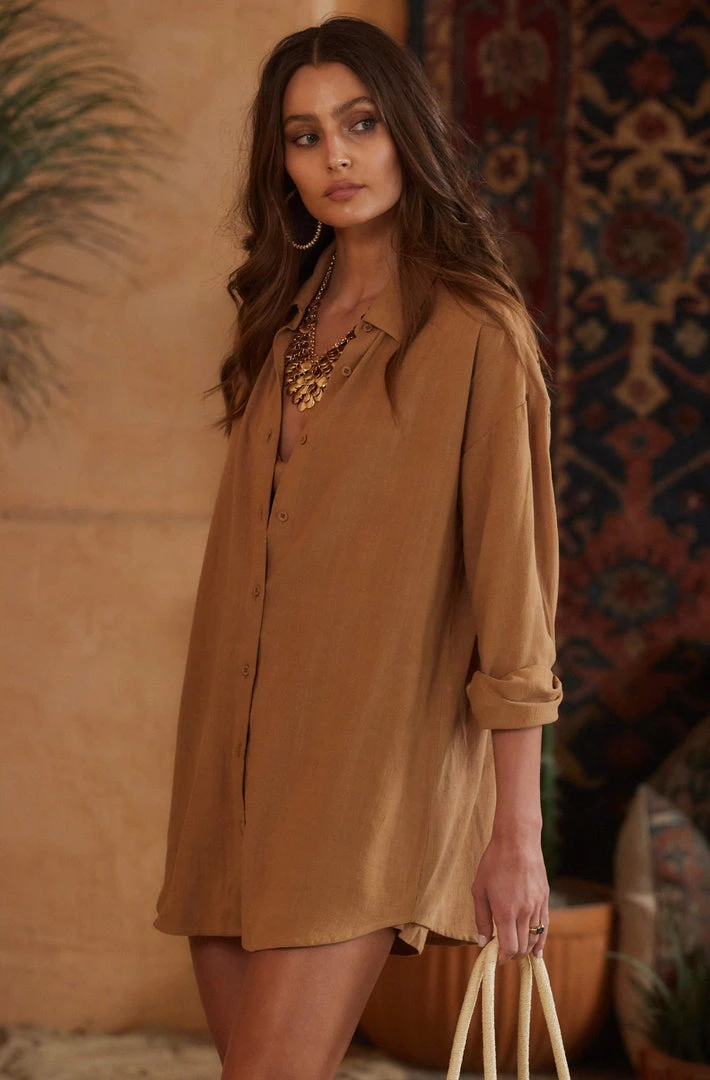 CLOUD TEN Little Secrets Mocha Linen Button Down 7 CLOUD TEN Little Secrets Mocha Linen Button Down