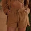 CLOUD TEN Little Secrets Mocha Linen Shorts CLOTHING 2 CLOUD TEN Little Secrets Mocha Linen Shorts CLOTHING