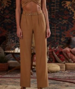 CLOUD TEN Little Secrets Mocha Linen Trousers