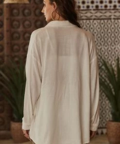 CLOUD TEN Little Secrets White Linen Button Down CLOTHING 18 CLOUD TEN Little Secrets White Linen Button Down CLOTHING