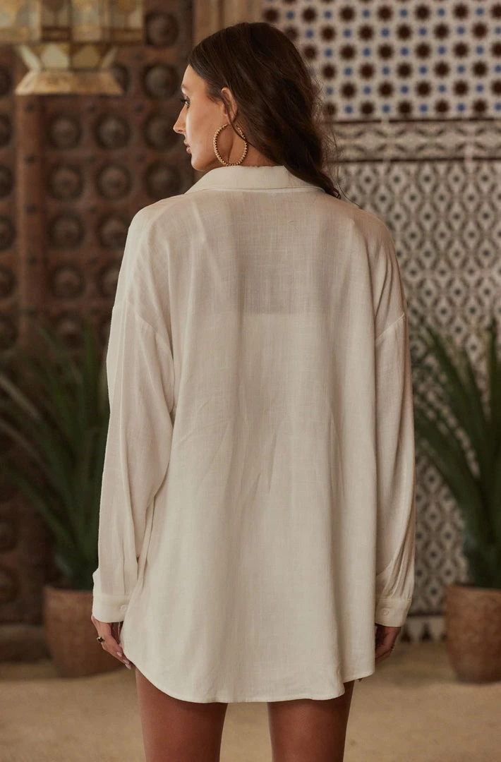 CLOUD TEN Little Secrets White Linen Button Down CLOTHING 8 CLOUD TEN Little Secrets White Linen Button Down CLOTHING