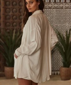 CLOUD TEN Little Secrets White Linen Button Down CLOTHING 16 CLOUD TEN Little Secrets White Linen Button Down CLOTHING