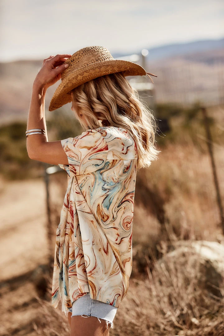 Emory Park CLOTHING Vaughn Rust Marble Women's Top 10 Emory Park CLOTHING Vaughn Rust Marble Women's Top