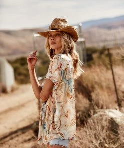 Emory Park CLOTHING Vaughn Rust Marble Women's Top 14 Emory Park CLOTHING Vaughn Rust Marble Women's Top