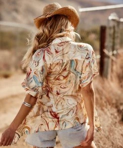 Emory Park CLOTHING Vaughn Rust Marble Women's Top 20 Emory Park CLOTHING Vaughn Rust Marble Women's Top