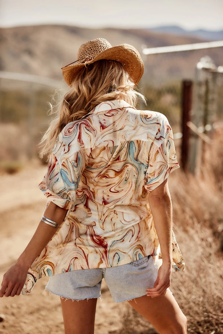 Emory Park CLOTHING Vaughn Rust Marble Women's Top 11 Emory Park CLOTHING Vaughn Rust Marble Women's Top