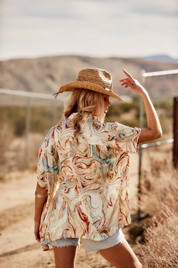 Emory Park CLOTHING Vaughn Rust Marble Women's Top 12 Emory Park CLOTHING Vaughn Rust Marble Women's Top