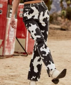 Modern Bridge International Co,Ltd. FLAT/RM B 3/F WING CHEONG COMM BLDG 19-25 JERVOIS STREET SHEUNG WAN HKWINK CLOTHING Midland Black Cow Print Jeans