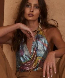 WINK Kiki Rainbow Chainmail Halter Top