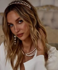 IGOU New Arrivals Phoebe Gold Rhinestone And Pearl Headband