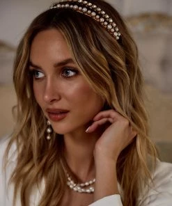 IGOU New Arrivals Phoebe Gold Rhinestone And Pearl Headband