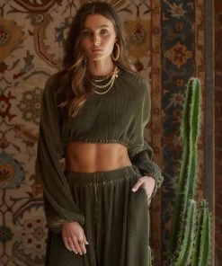 CLOUD TEN CLOTHING Maison Olive Pleated Top