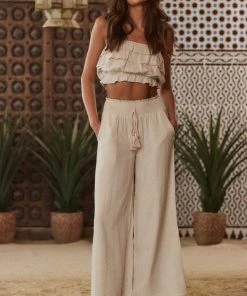 MIOU MUSE CLOTHING Medina Light Taupe Crop Tank