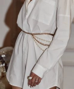 FAME Mimi Pearl And Gold Chain Belt New Arrivals