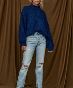 LISTICLE CLOTHING Jana Royal Blue Oversized Sweater