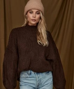 LISTICLE Jana Brown Oversized Sweater CLOTHING