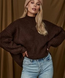 LISTICLE Jana Brown Oversized Sweater CLOTHING