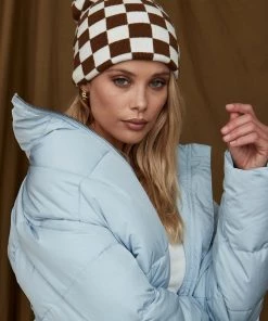 Modern Bridge International Co,Ltd. FLAT/RM B 3/F WING CHEONG COMM BLDG 19-25 JERVOIS STREET SHEUNG WAN HKWINK Avril Brown Checkered Beanie CLOTHING