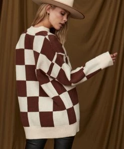 Modern Bridge International Co,Ltd. FLAT/RM B 3/F WING CHEONG COMM BLDG 19-25 JERVOIS STREET SHEUNG WAN HKWINK Squared Up Checkered Brown Sweater CLOTHING