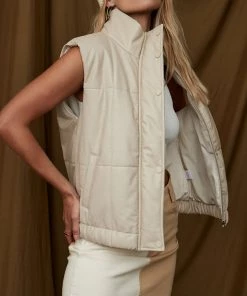 LE LIS Park City Taupe Puffer Vest CLOTHING