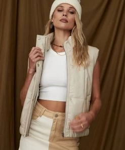 LE LIS Park City Taupe Puffer Vest CLOTHING