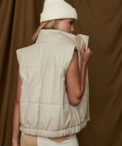 LE LIS Park City Taupe Puffer Vest CLOTHING
