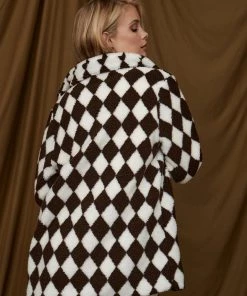 LE LIS Diamante Brown Sherpa Jacket