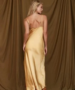 Audrey 3 + 1 Ventura Gold Maxi Slip Dress
