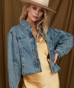 BAEVLY Brayden Blue Raw Hem Denim Jacket CLOTHING