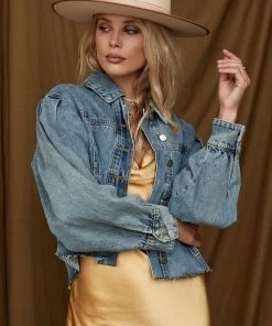 BAEVLY Brayden Blue Raw Hem Denim Jacket CLOTHING