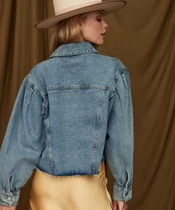 BAEVLY Brayden Blue Raw Hem Denim Jacket CLOTHING