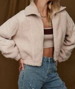 HYFVE CLOTHING Mt. Kisco Beige Sherpa Jacket