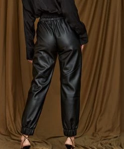 ACOA CLOTHING Presley Black Vegan Leather Joggers