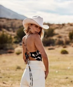 ACOA Palm Canyon Black Abstract Satin Top CLOTHING