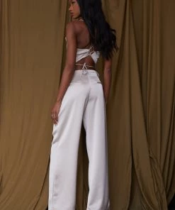 ACOA Jaxon Champagne Satin Wide Leg Trousers