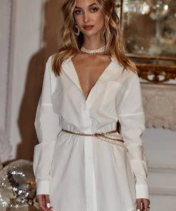 CRESCENT Hadley White Poplin Mini Dress CLOTHING