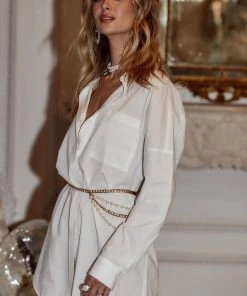 CRESCENT Hadley White Poplin Mini Dress CLOTHING