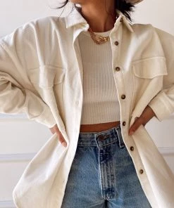 ACOA CLOTHING Charleston Off White Corduroy Shacket