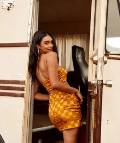 CLOUD TEN CLOTHING St. Barths Poppy Checkered Crop Top