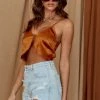 CLOUD TEN CLOTHING Jolie Amber Satin Crop Top 1 CLOUD TEN CLOTHING Jolie Amber Satin Crop Top